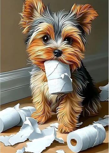MXJSUA Yorkshire Puppy Dog Diamond Painting Kits for Adults, 5D Diamond Art Kits for Beginners, DIY Full Round Drill Picture with Diamond for Home Wall Decor, 12x16 Inch in Saudi Arabia
