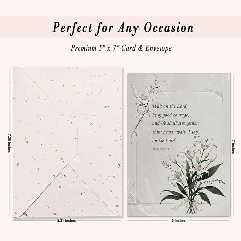 Religious Sympathy Card with Envelope, 5x7 Inch White Lily Bouquet Design – Christian Comfort Prayer Message for Sympathy and Condolence - Single Card in Saudi Arabia