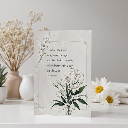Religious Sympathy Card with Envelope, 5x7 Inch White Lily Bouquet Design – Christian Comfort Prayer Message for Sympathy and Condolence - Single Card in Saudi Arabia