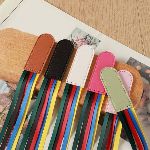 Ribbon Bookmarks Leather Bookmarks Creative Book Markers Bible Page Markers with 5 Color Ribbons for Book Reading, Book Accessories (Black) in Saudi Arabia