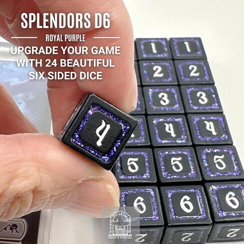 Sage's Portal Unique Metal D6 Dice Set 24 Piece Six Sided Dice for Dungeons and Dragons DND TTRPG Rolepaying Games D6 System Games and TCG Magic The Gathering (Splendor Royal Purple) in Kuwait