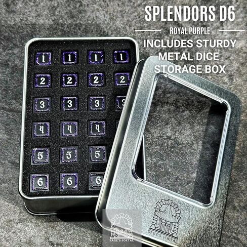 Sage's Portal Unique Metal D6 Dice Set 24 Piece Six Sided Dice for Dungeons and Dragons DND TTRPG Rolepaying Games D6 System Games and TCG Magic The Gathering (Splendor Royal Purple) in Kuwait