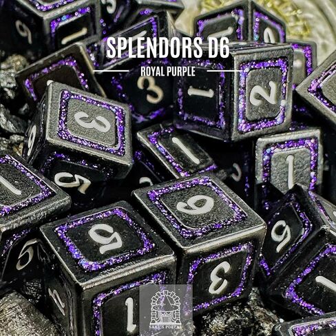 Sage's Portal Unique Metal D6 Dice Set 24 Piece Six Sided Dice for Dungeons and Dragons DND TTRPG Rolepaying Games D6 System Games and TCG Magic The Gathering (Splendor Royal Purple) in Kuwait