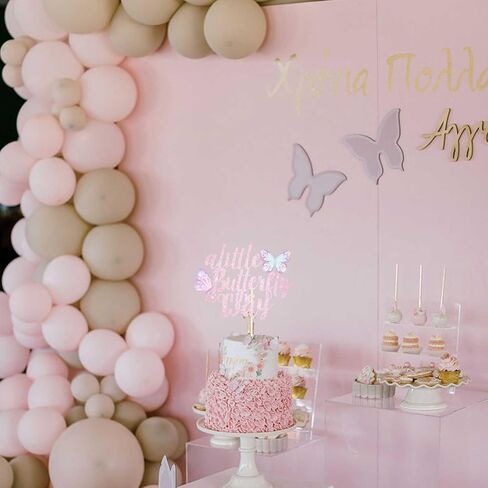 87 PCS Butterfly Baby Shower Birthday Cupcake Topper Pink A Little Butterfly على الطريق ، كما أن زخارف الكعكة Topper For Girls تكشف in Saudi Arabia