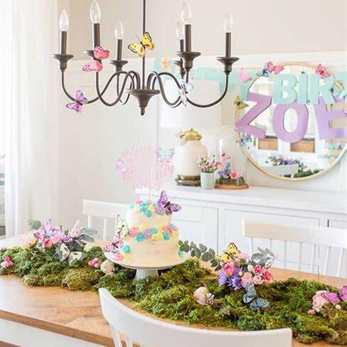 87 PCS Butterfly Baby Shower Birthday Cupcake Topper Pink A Little Butterfly على الطريق ، كما أن زخارف الكعكة Topper For Girls تكشف in Saudi Arabia
