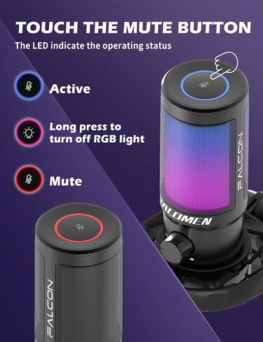 talomen Gaming PC USB Microphone, Podcast Condenser Mic with Boom Arm, Pop Filter, Mute Button for Streaming, Twitch, Online Chat, RGB Computer Mic for PS4/5 PC Gamer Youtuber-AmpliGame,F8S Black in Saudi Arabia