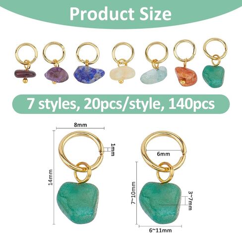 SUPERFINDINGS 140Pcs 7 Colors Natural Gemstone Charms Crystal Stone Charms Bulk Mixed Gemstone Pendants Irregular Stone Chip Pendants with Platinum Golden Brass Loop for Jewelry Making in Saudi Arabia