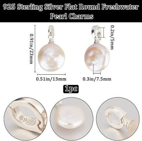 Beebeecraft 1 Box 1Pc Freshwater Pearls Charms Natural Baroque Keshi Pearl Pendants with 925 Sterling Silver Eye Pin Bail Peg for Bracelet Necklace Jewellery Making in Saudi Arabia