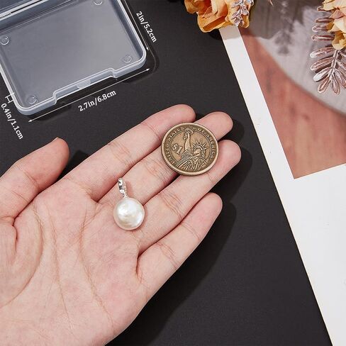 Beebeecraft 1 Box 1Pc Freshwater Pearls Charms Natural Baroque Keshi Pearl Pendants with 925 Sterling Silver Eye Pin Bail Peg for Bracelet Necklace Jewellery Making in Saudi Arabia