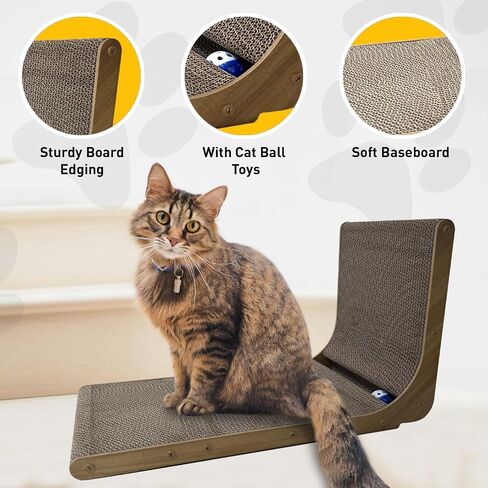 Snugglespruce L-hape Cat Scratcher ، 17.5 بوصة خدش القط للقطط الداخلية ، وحماية منصات خدش القط الأثاث ، والقطاعات الورق المقوى خدش مع لعبة الكرة ، و Catnip ، وكبير in Kuwait