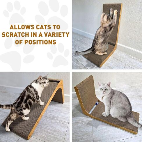 Snugglespruce L-hape Cat Scratcher ، 17.5 بوصة خدش القط للقطط الداخلية ، وحماية منصات خدش القط الأثاث ، والقطاعات الورق المقوى خدش مع لعبة الكرة ، و Catnip ، وكبير in Kuwait