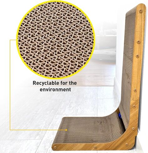 Snugglespruce L-hape Cat Scratcher ، 17.5 بوصة خدش القط للقطط الداخلية ، وحماية منصات خدش القط الأثاث ، والقطاعات الورق المقوى خدش مع لعبة الكرة ، و Catnip ، وكبير in Kuwait