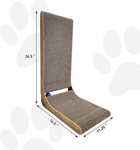 Snugglespruce L-hape Cat Scratcher ، 17.5 بوصة خدش القط للقطط الداخلية ، وحماية منصات خدش القط الأثاث ، والقطاعات الورق المقوى خدش مع لعبة الكرة ، و Catnip ، وكبير in Kuwait