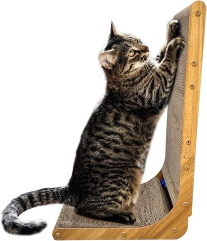 Snugglespruce L-hape Cat Scratcher ، 17.5 بوصة خدش القط للقطط الداخلية ، وحماية منصات خدش القط الأثاث ، والقطاعات الورق المقوى خدش مع لعبة الكرة ، و Catnip ، وكبير in Kuwait