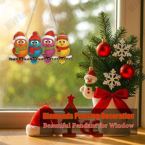 Eiflow Diamond Art Hanging Kit for Adults Christmas Bird, DIY Diamonds Painting Door Hanger Board Kit, Special Crystal Diamond Art Painting Pendant Ornament in Saudi Arabia