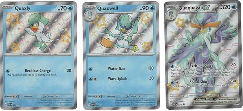 Quaquaval ex Pokemon Paldean Fates Shiny Card Set SVP084 Quaxwell Quaxly SVP082 in Saudi Arabia