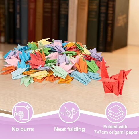 Origami Paper Cranes - 200Pcs Mixed Colors Handmade Folded Paper Cranes,7cm Origami Paper for Wedding Decor, Tea Party,Home & Christmas Tree Ornaments in Saudi Arabia