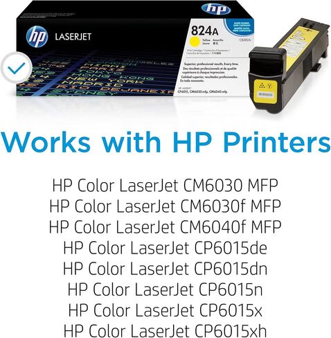 HP 824A Yellow Toner Cartridge | Works with HP Color LaserJet CM6030 MFP, CM6040 MFP, HP Color LaserJet CP6015 Series | CB382A in Saudi Arabia