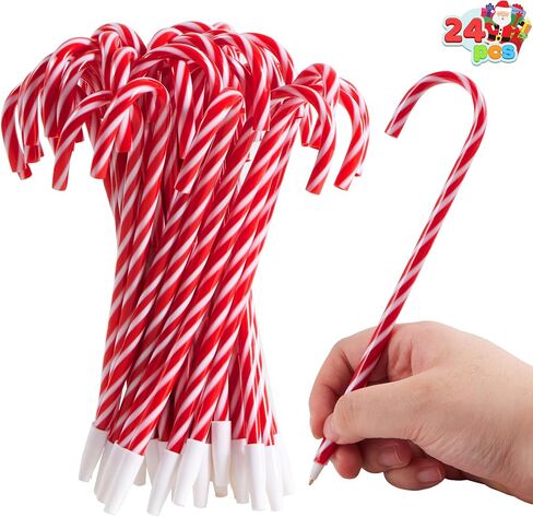 JOYIN 24 Pcs Christmas Candy Cane Ball Point Pens for Kids Gift, Xmas Pen Bulk for Christmas Stocking Stuffers, Teacher Student Gifts Classroom Supplies Carnival Prize Goodie Bag Fillers in Saudi Arabia