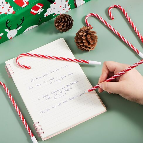 JOYIN 24 Pcs Christmas Candy Cane Ball Point Pens for Kids Gift, Xmas Pen Bulk for Christmas Stocking Stuffers, Teacher Student Gifts Classroom Supplies Carnival Prize Goodie Bag Fillers in Saudi Arabia