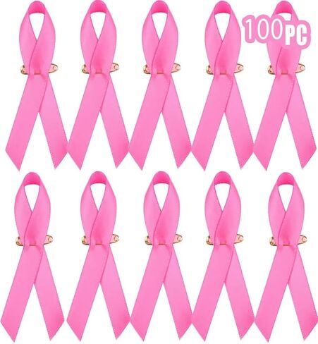 AISENO 100 Pcs Pink Ribbon Pins Breast Cancer Awareness Fundraising Lapel Pins Buttons Caring Charity Public & Social Event Public Welfare Party Supplies Memorials Activity Survivor Campaign Party in Saudi Arabia