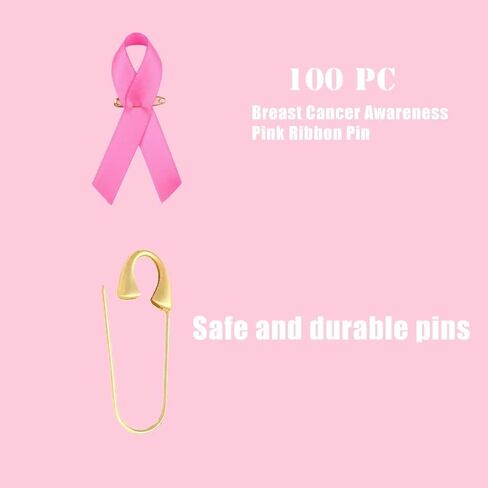 AISENO 100 Pcs Pink Ribbon Pins Breast Cancer Awareness Fundraising Lapel Pins Buttons Caring Charity Public & Social Event Public Welfare Party Supplies Memorials Activity Survivor Campaign Party in Saudi Arabia
