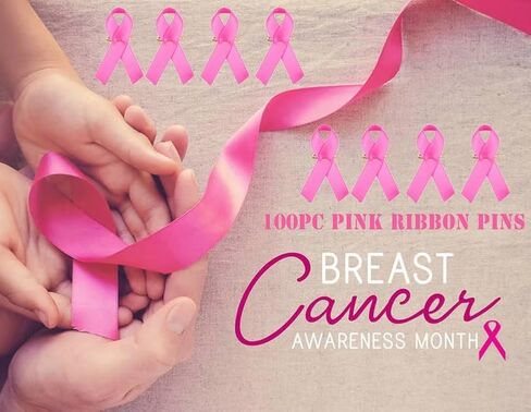 AISENO 100 Pcs Pink Ribbon Pins Breast Cancer Awareness Fundraising Lapel Pins Buttons Caring Charity Public & Social Event Public Welfare Party Supplies Memorials Activity Survivor Campaign Party in Saudi Arabia
