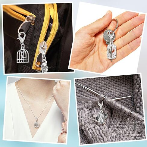WEBEEDY 50 Styles Silver Clip on Charms Small Animal Flower Pendant with Lobster Clasps for DIY Jewelry Making,Mixed Shape Badge Reel Charm for ID Card Office Graduation Supplies Keychains Stitch Marker Accessories in Saudi Arabia