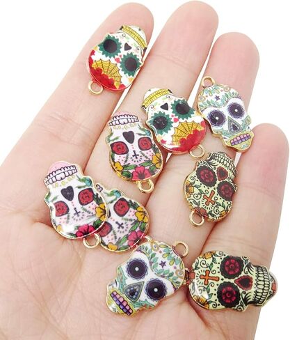 HONBAY 24PCS MENAMEL SKULL SHARMS SHARMS FOR MONDANT OR DIY CRAINTS in Saudi Arabia