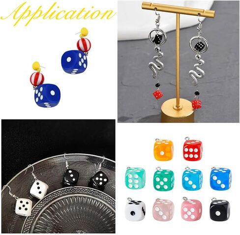 Superfindings 14colors 56pcs dice charms راتنج مكعب النرد الملونة مع الثقوب ثقوب الزهر قلادة قلادة القلادة سحر القلادة لصنع المجوهر in Saudi Arabia
