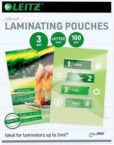 أكياس Leitz Ilam Clear Clear Dherly Laming ، 100 ورقة ، وحجم الحرف 8.5 "× 11" ، 5 مل للصلابة العالية والتشطيب اللامع ، المكتب المنزلي (WSM301043) in Kuwait