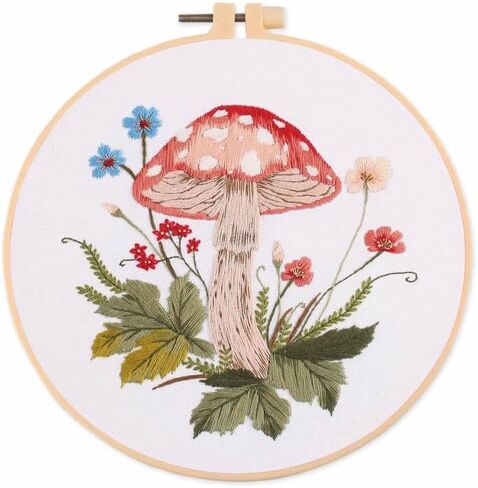 طقم Amiiba للتطريز مع نمط فطر الزهور ، DIY مجموعة كاملة من التطريز المتقاطع مع المبتدئين البالغين (فطر الزهور) in Kuwait