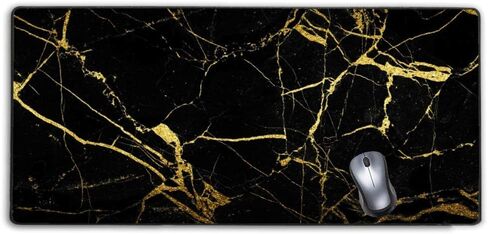 Stitched Edges Large Gaming Mouse Pad,Extended Mousepad with Non-Slip Rubber Base for Laptop Desktop Computer Keyboard Mat - Black Gold Marble in Saudi Arabia