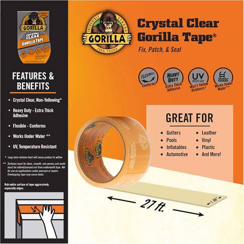 شريط قناة إصلاح Crystal Crystal Gorilla ، 1.88 "× 9 YD ، واضح ، (حزمة 4) in Saudi Arabia