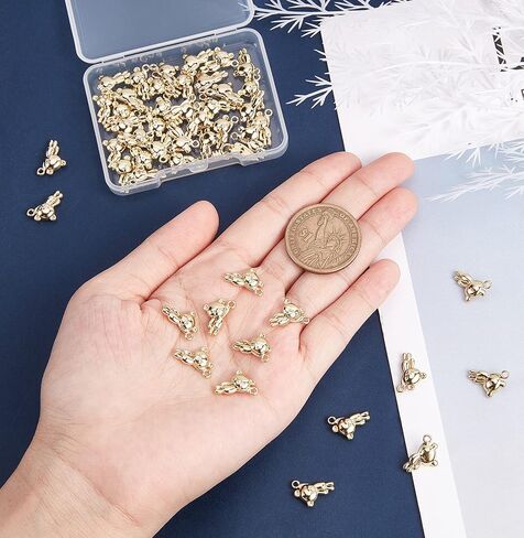 chgcraft 60pcs 0.57 بوصة الدب الذهبي الدب سحر قلادة رف الطلاء معلق in Saudi Arabia