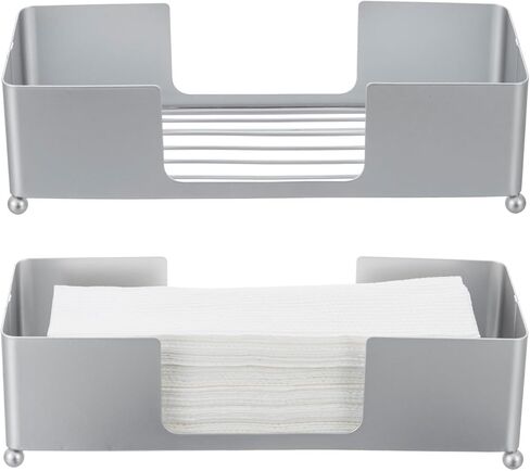 MyGift Modern Matte Black Metal Tabletop Folded Paper Hand Towel Holder, Commercial Countertop Tissue Paper Dispenser Tray for Tri-fold, C-Fold and Z-Fold Paper Towels, Set of 2 in Saudi Arabia
