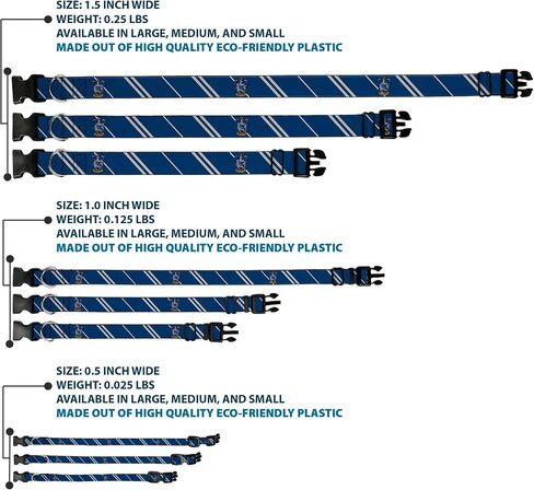 وارنر بروس طوق الحيوانات الأليفة ، مشبك بلاستيك من طوق الكلاب ، Ravenclaw Crest Stripe Blue Gray ، 11 إلى 16.5 بوصة 1.0 بوصة in Saudi Arabia