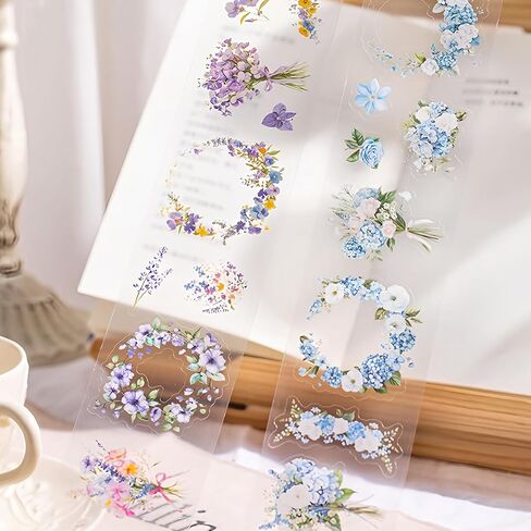 ملصقات شريط الحيوانات الأليفة لمجلة 6 لفائف مسبقة زهرة غسلي الشريط ملصقات الشريط الزخرفي لحرف اليقظة Scrapbooking Junk Journal Supplies ، Flower Branch in Kuwait