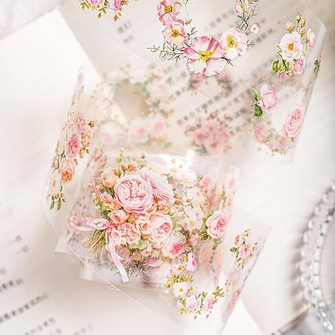 ملصقات شريط الحيوانات الأليفة لمجلة 6 لفائف مسبقة زهرة غسلي الشريط ملصقات الشريط الزخرفي لحرف اليقظة Scrapbooking Junk Journal Supplies ، Flower Branch in Kuwait