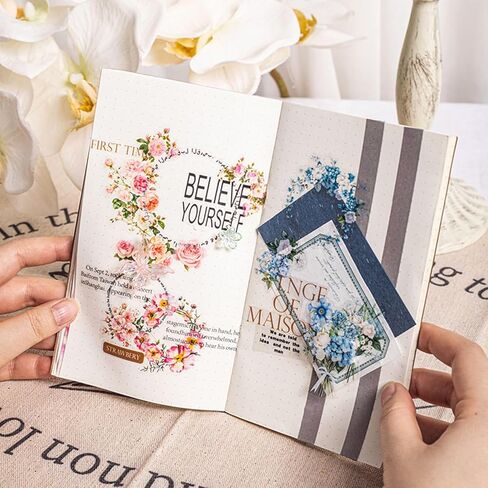 ملصقات شريط الحيوانات الأليفة لمجلة 6 لفائف مسبقة زهرة غسلي الشريط ملصقات الشريط الزخرفي لحرف اليقظة Scrapbooking Junk Journal Supplies ، Flower Branch in Kuwait