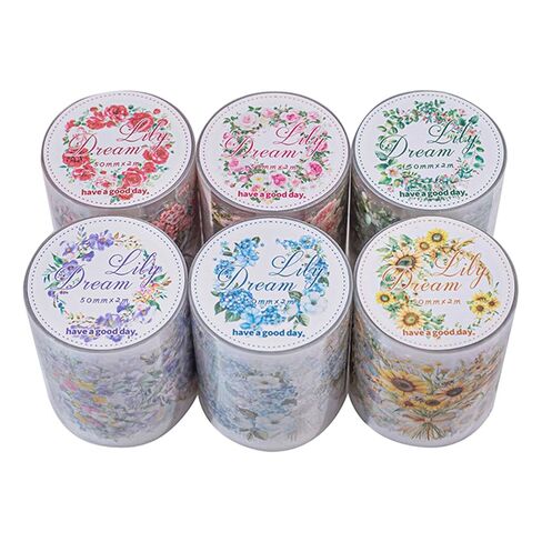 ملصقات شريط الحيوانات الأليفة لمجلة 6 لفائف مسبقة زهرة غسلي الشريط ملصقات الشريط الزخرفي لحرف اليقظة Scrapbooking Junk Journal Supplies ، Flower Branch in Kuwait