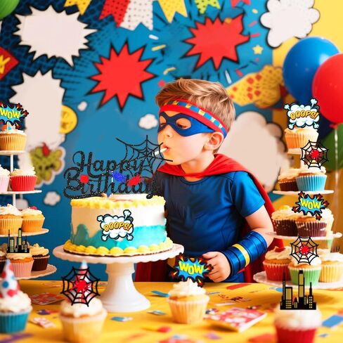 25pcs خارقة عيد ميلاد الديكور الزخرفة الخارقة حفلة الحفل العنكبوت العنكبوت كب كيك الديكور كعكة العنكبوت ديكور in Saudi Arabia
