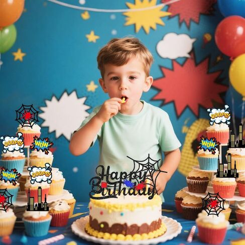25pcs خارقة عيد ميلاد الديكور الزخرفة الخارقة حفلة الحفل العنكبوت العنكبوت كب كيك الديكور كعكة العنكبوت ديكور in Saudi Arabia