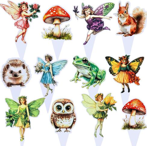 Honeydak 36 Pcs Woodland Fairy Cupcake Toppers Birthday Party Forest Cupcake Toppers Angel Fairy Theme Birthday Party Decoration for Girls Supplies for Wooden Baby Shower Wedding Garden in Saudi Arabia