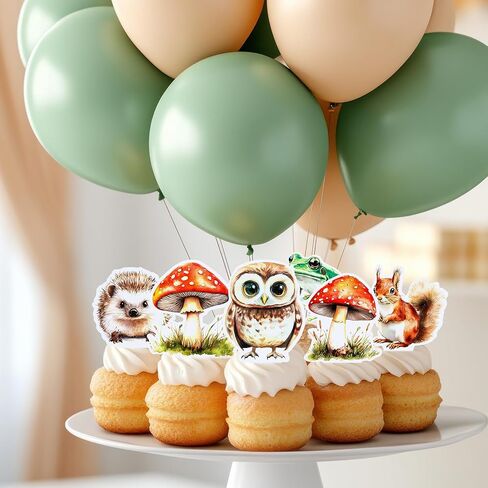 Honeydak 36 Pcs Woodland Fairy Cupcake Toppers Birthday Party Forest Cupcake Toppers Angel Fairy Theme Birthday Party Decoration for Girls Supplies for Wooden Baby Shower Wedding Garden in Saudi Arabia