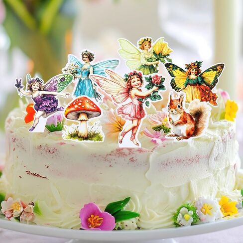 Honeydak 36 Pcs Woodland Fairy Cupcake Toppers Birthday Party Forest Cupcake Toppers Angel Fairy Theme Birthday Party Decoration for Girls Supplies for Wooden Baby Shower Wedding Garden in Saudi Arabia