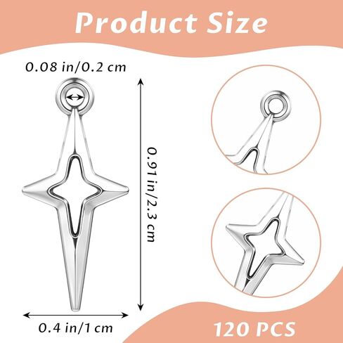120 PCS STAR SHARMS لـ Jewelry Making Silver Star Charm Mini Jewelry Making Pendants Hollow Four Four Pointed Star Charms DIY Diy Necklace Mosts Supplies Supplies Conflies Conflies in Saudi Arabia