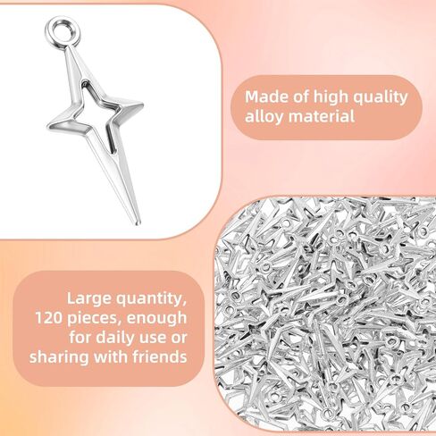 120 PCS STAR SHARMS لـ Jewelry Making Silver Star Charm Mini Jewelry Making Pendants Hollow Four Four Pointed Star Charms DIY Diy Necklace Mosts Supplies Supplies Conflies Conflies in Saudi Arabia