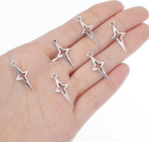 120 PCS STAR SHARMS لـ Jewelry Making Silver Star Charm Mini Jewelry Making Pendants Hollow Four Four Pointed Star Charms DIY Diy Necklace Mosts Supplies Supplies Conflies Conflies in Saudi Arabia