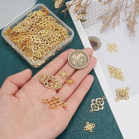 PH Pandahall 90pcs 9 أساليب عقدة ، سحر عقدة صينية ذهبية سبيكة روابط عقدة لا نهاية لها. in Saudi Arabia